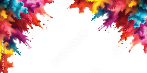 Multicolor powder explosion on White background. Colored cloud. Colorful dust explode. Paint Holi. colorful rainbow Holi paint color powder explosion with bright colors isolated white background.
