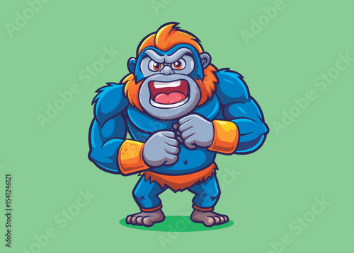 Vector illustration of a Powerful gorilla mascot character.