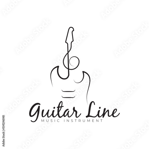 logo simple guitar with abstract line style instrument vector icon symbol modern illustration design