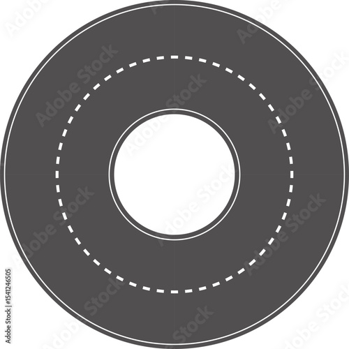 Wavy Curved Road. Top view. Flat vector illustration isolated on white background.