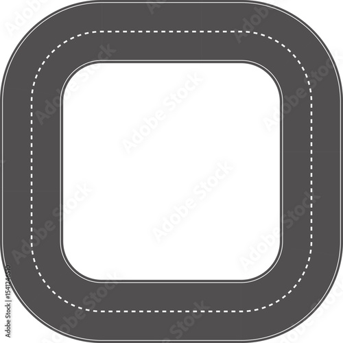 Wavy Curved Road. Top view. Flat vector illustration isolated on white background.