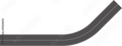 Wavy Curved Road. Top view. Flat vector illustration isolated on white background.