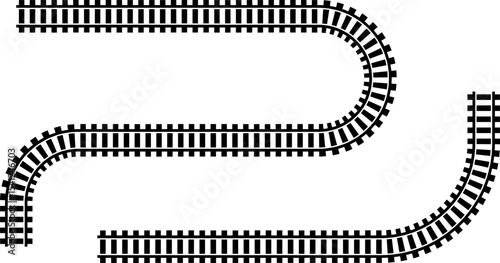Wavy Curved Road. Top view. Flat vector illustration isolated on white background.