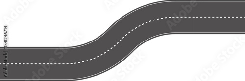 Wavy Curved Road. Top view. Flat vector illustration isolated on white background.