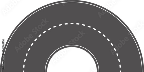 Wavy Curved Road. Top view. Flat vector illustration isolated on white background.