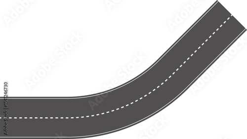 Wavy Curved Road. Top view. Flat vector illustration isolated on white background.