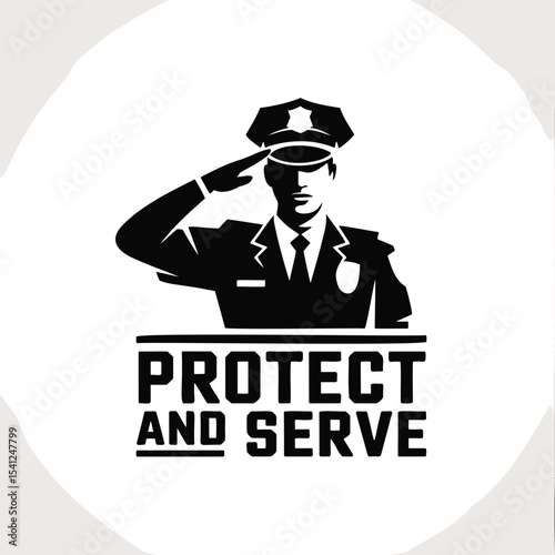 Saluting police officer stands ready to serve. Law enforcement, protection, community service, public safety, respect