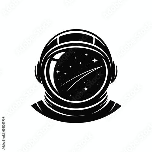 Astronaut helmet with star reflections. Space exploration, cosmos, future vision, dream, adventure