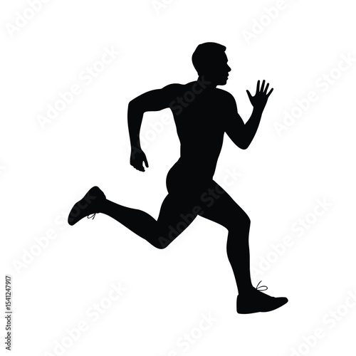 Silhouette of a man sprinting with energy. Powerful athlete running at full speed for fitness, competition, or exercise.
