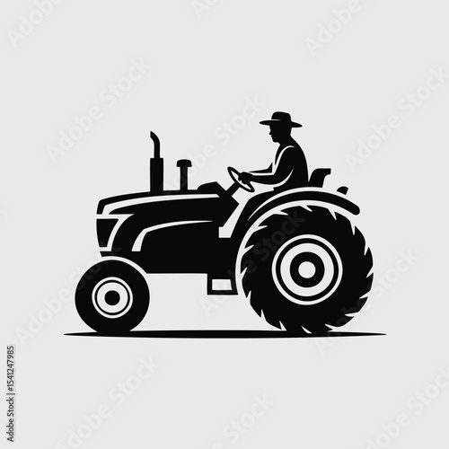 Farmer drives a tractor on a farm. Agriculture, rural lifestyle, farming, harvest, crop, vehicle.