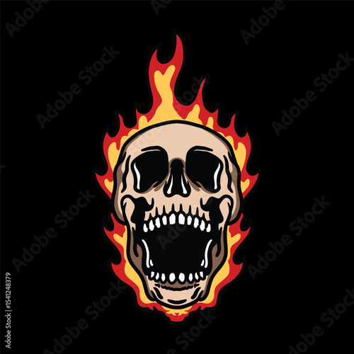 skull with flames