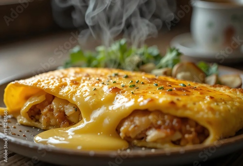 Macro Shot of Delicious Breakfast Food with Steam
