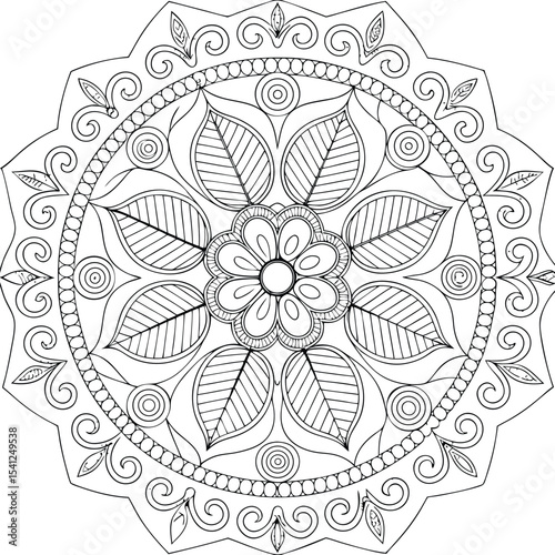 Vintage seamless round lace floral mandala pattern with nature-inspired elements, perfect for ornamental art decoration or retro wallpaper design