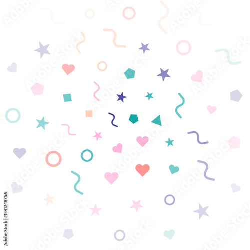 Colorful Abstract Pattern with Hearts and Geometric Shapes – Playful Pastel Design for Kids, Celebrations, and Creative Projects
