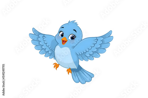 Cartoon blue bird in flight