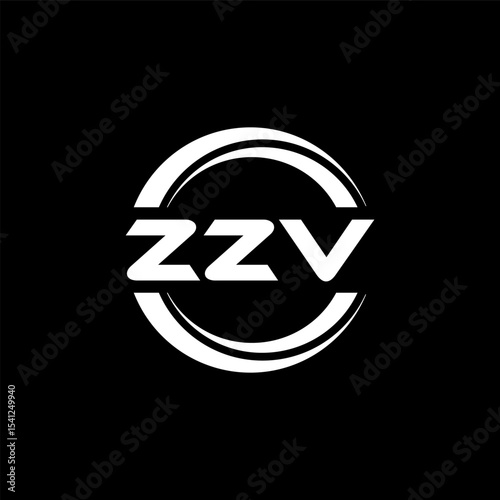 ZZV letter logo design with black background in illustrator, vector logo modern alphabet font overlap style. calligraphy designs for logo, Poster, Invitation, etc.