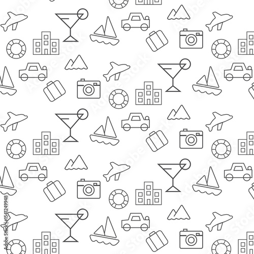 Travel pattern line elements pattern background design template
