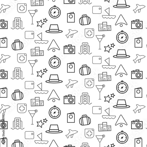 Travel pattern line elements pattern background design template