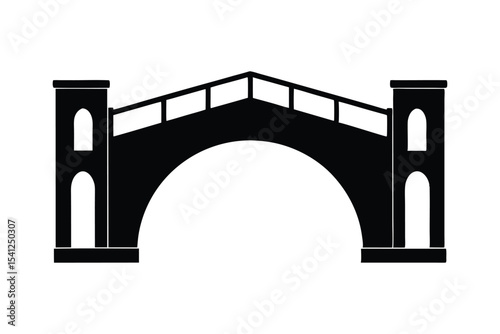 A black silhouette vector art of a bridge arch.eps