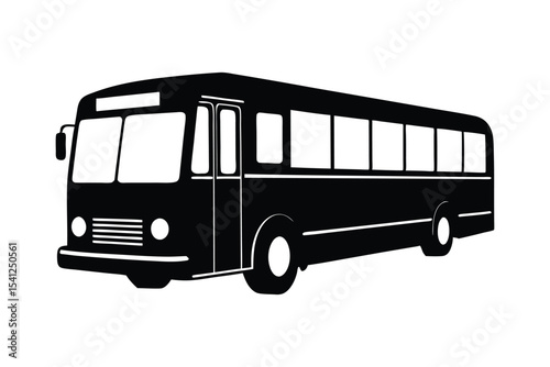 A black silhouette vector art of a bus from front.eps