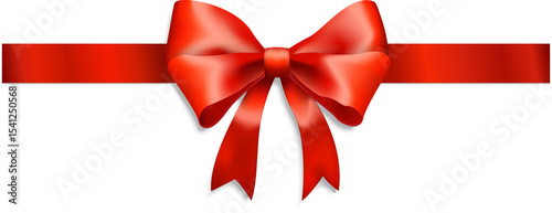 Elegant red ribbon and bow isolated on white