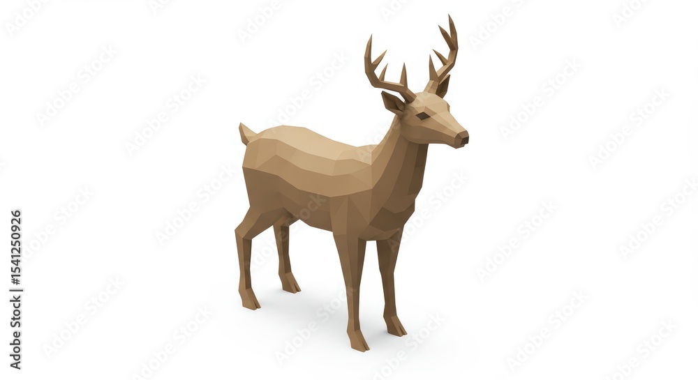 Fototapeta premium Low-Poly Stag: A 3D Rendered Buck