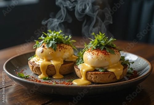 Macro Shot of Delicious Breakfast Food with Steam