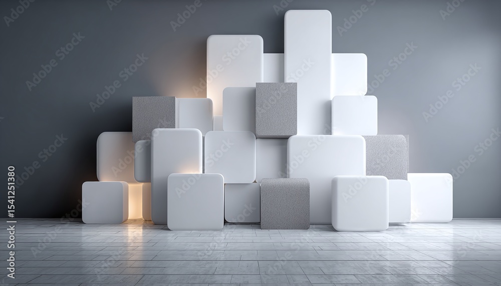 Fototapeta premium Abstract White and Gray Blocks Background