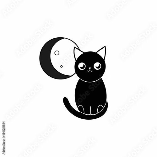 black cat on white background