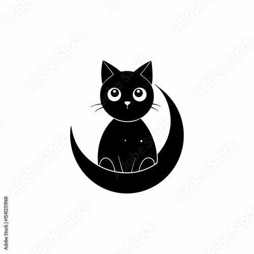 black cat on white background