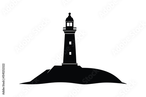 A black silhouette vector art of a lighthouse.eps