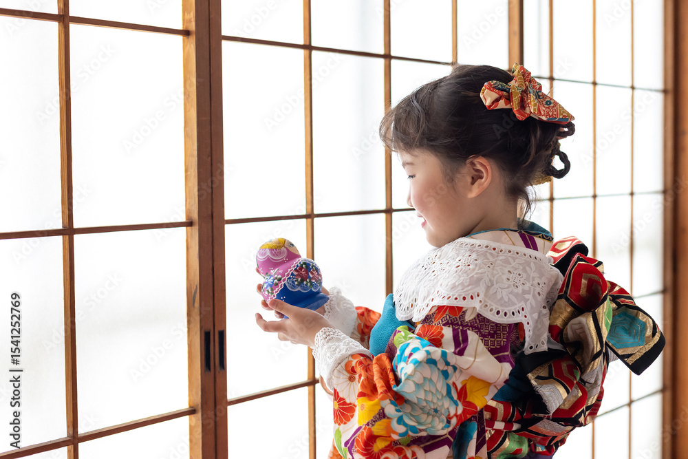 七五三7歳の着物のかわいい女の子 七五三7歳の着物のかわいい女の子
