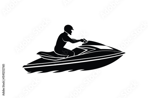A black silhouette vector art of a jet ski action.eps