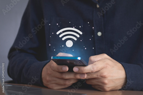 with wifi icon, social business communication concept	
