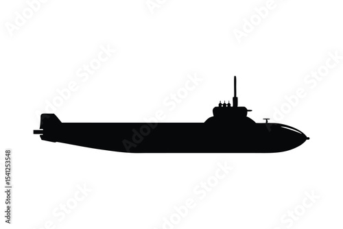 A black silhouette vector art of a submarine.eps