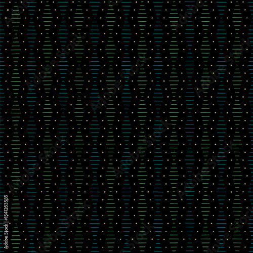 hand drawn striped rhombuses and dots. dark repetitive background. folk decorative art. vector seamless pattern. geometric fabric swatch. wrapping paper. continuous design template for textile