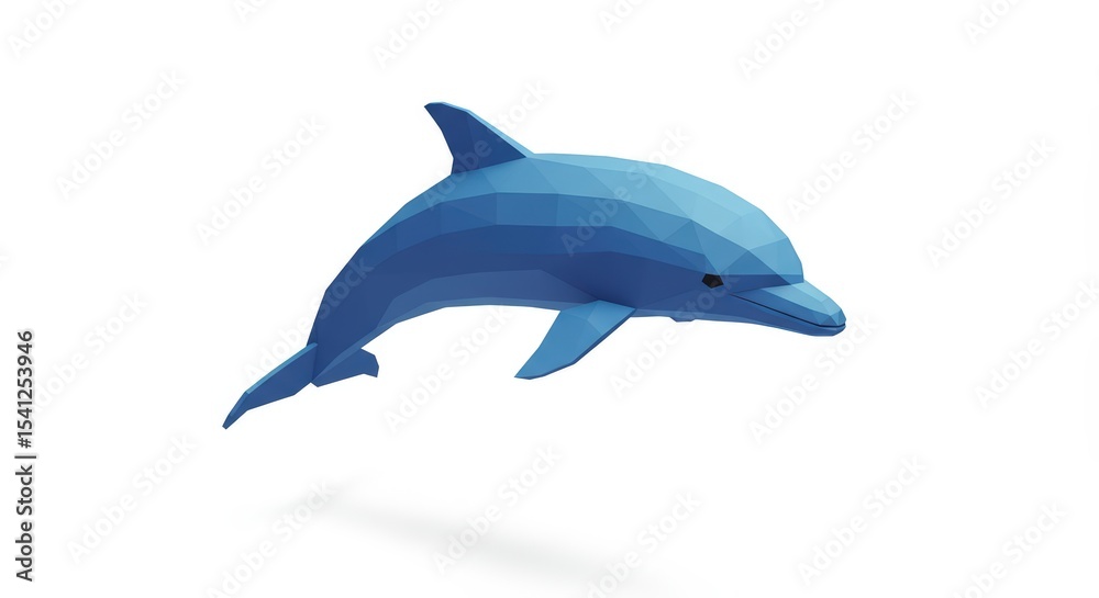 Fototapeta premium Low Poly Dolphin Leaping: A Digital 3D Model