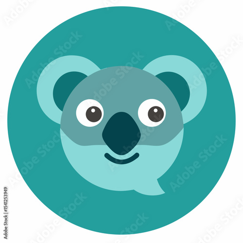 Cute koala face in teal circle avatar