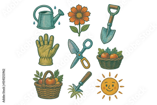 collection of gardening tools