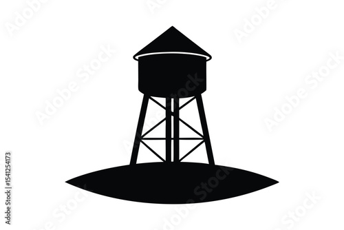 A black silhouette vector art of a water tower.eps