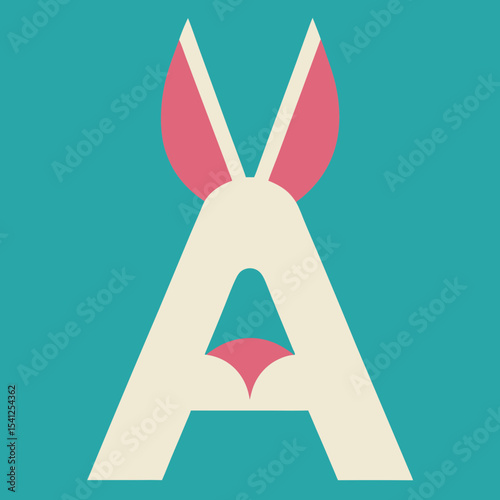 Abstract bunny shaped letter a design