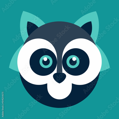 Adorable cartoon raccoon face illustration