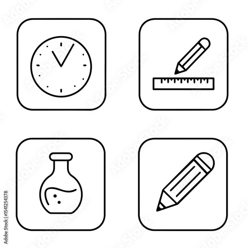 education black vector outline icons set 