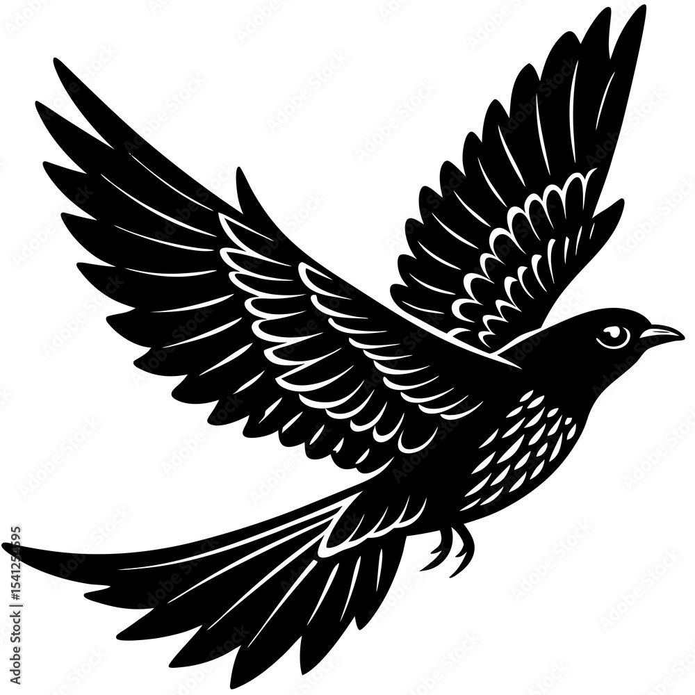 Obraz premium Cuckoo in mid-flight silhouette