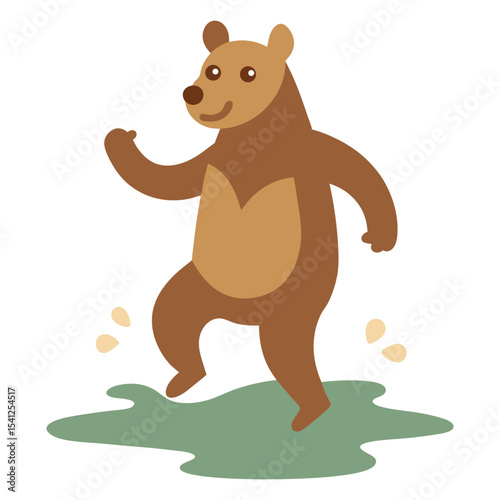 Beary Good Time Witnessing an Amused Bear Engaging in a Hilarious Mud Dance, Covered in Splatters.eps