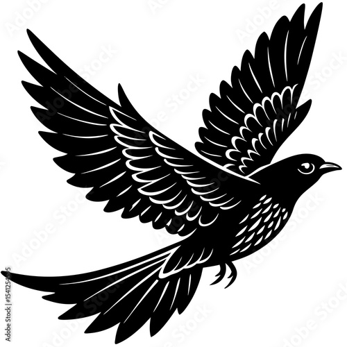 Cuckoo in mid-flight silhouette