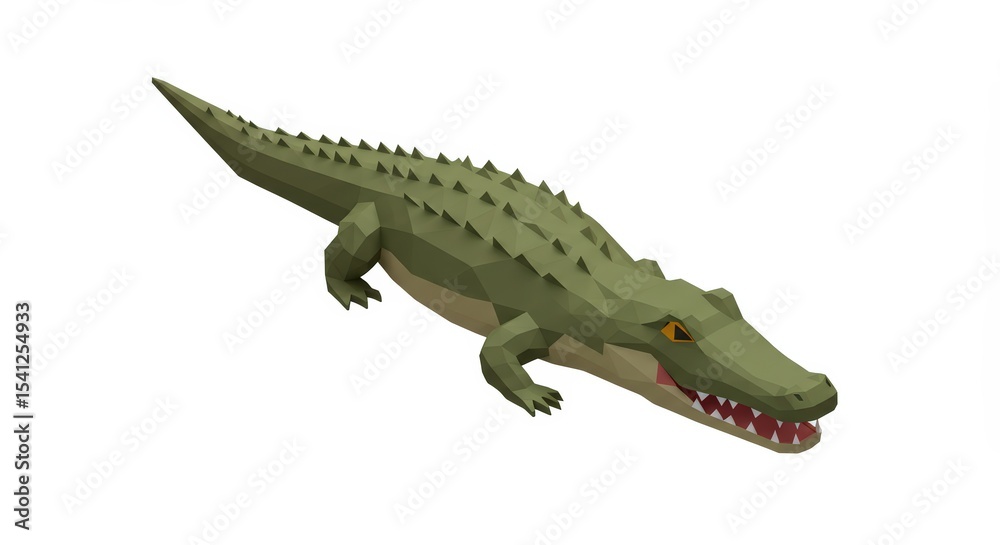 Obraz premium Low Poly Alligator 3D Model Render