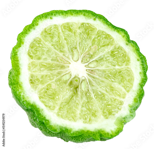fresh bergamot fruit half isolated on white background