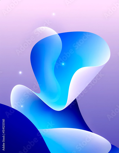 Smooth blue and white flowing abstract shapes.