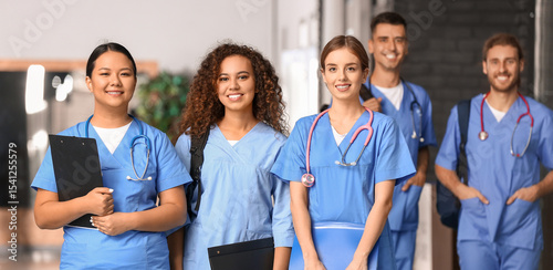 Slika na platnu Group of students in corridor of medical university